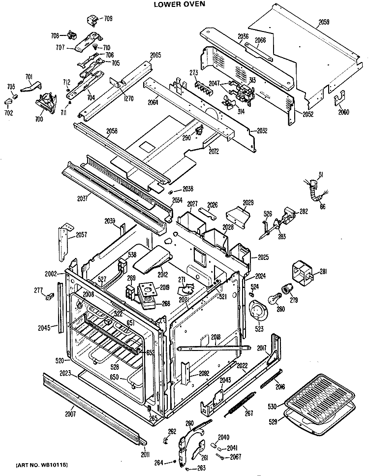 LOWER OVEN Diagram and Parts List for RK961G*01  Hotpoint Microwave Oven Combo