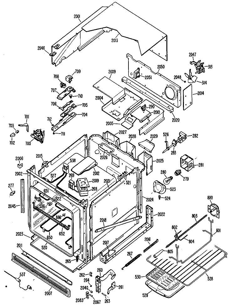 Section Diagram and Parts List for RJ745G*T7  Hotpoint Wall Oven
