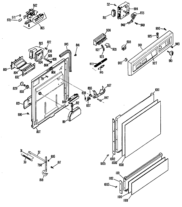 Section Diagram and Parts List for HDA965-05  Hotpoint Dishwasher