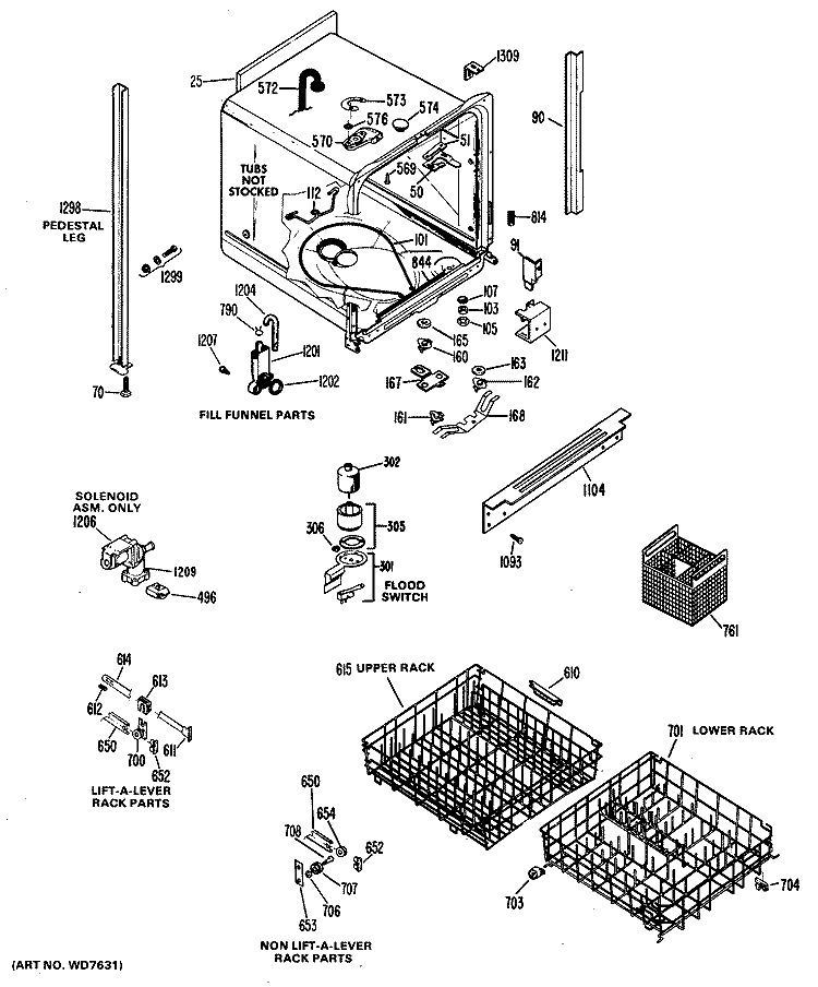 Section Diagram and Parts List for HDA965-05  Hotpoint Dishwasher