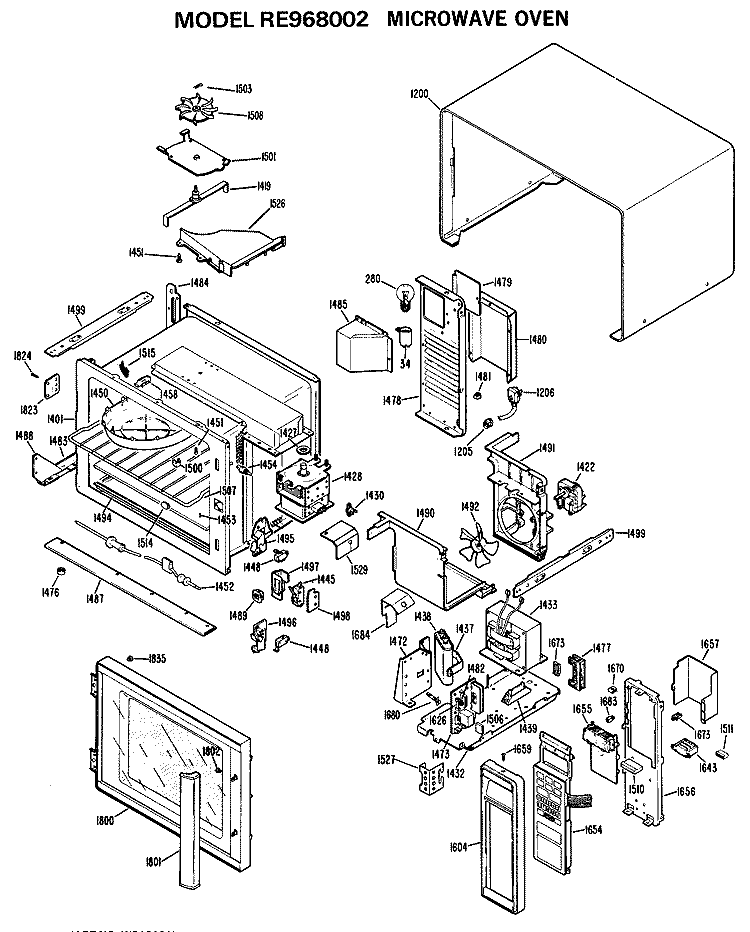 MICROWAVE OVEN Diagram and Parts List for RE968002  Hotpoint Microwave