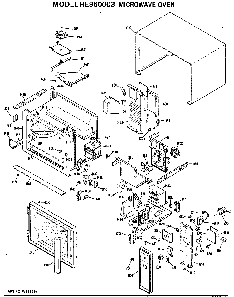 MICROWAVE OVEN Diagram and Parts List for RE960003  Hotpoint Microwave
