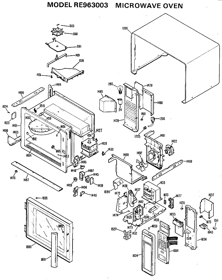 MICROWAVE OVEN Diagram and Parts List for RE963003  Hotpoint Microwave