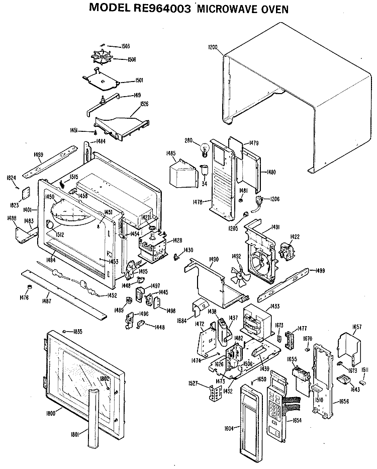 MICROWAVE OVEN Diagram and Parts List for RE964003  Hotpoint Microwave