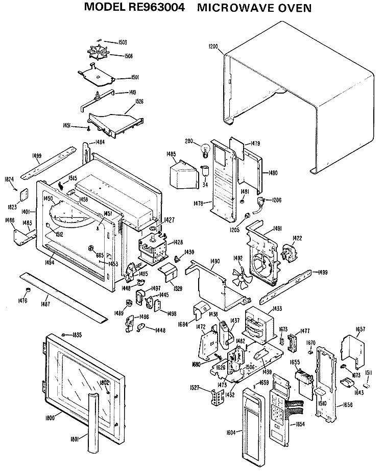 MICROWAVE OVEN Diagram and Parts List for RE963004  Hotpoint Microwave