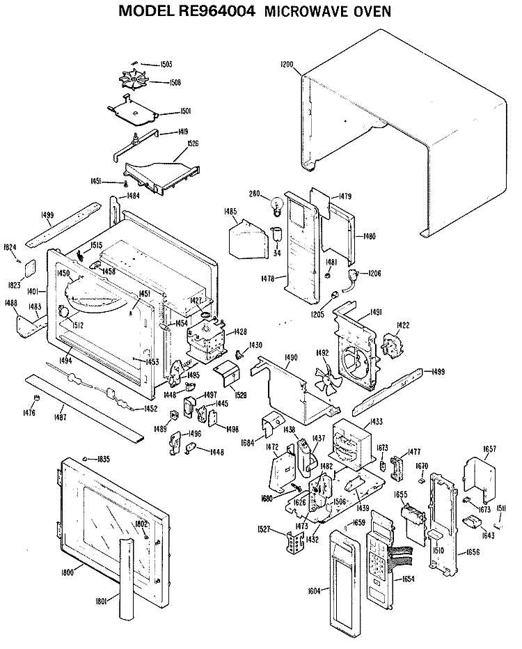 MICROWAVE OVEN Diagram and Parts List for RE964004  Hotpoint Microwave