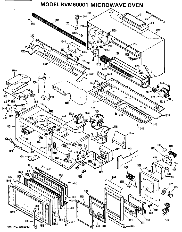 MICROWAVE OVEN Diagram and Parts List for RVM60001  Hotpoint Microwave