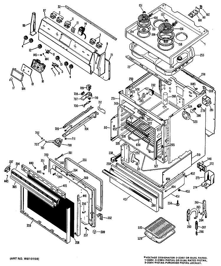 Section Diagram and Parts List for RB735G*H1  Hotpoint Range