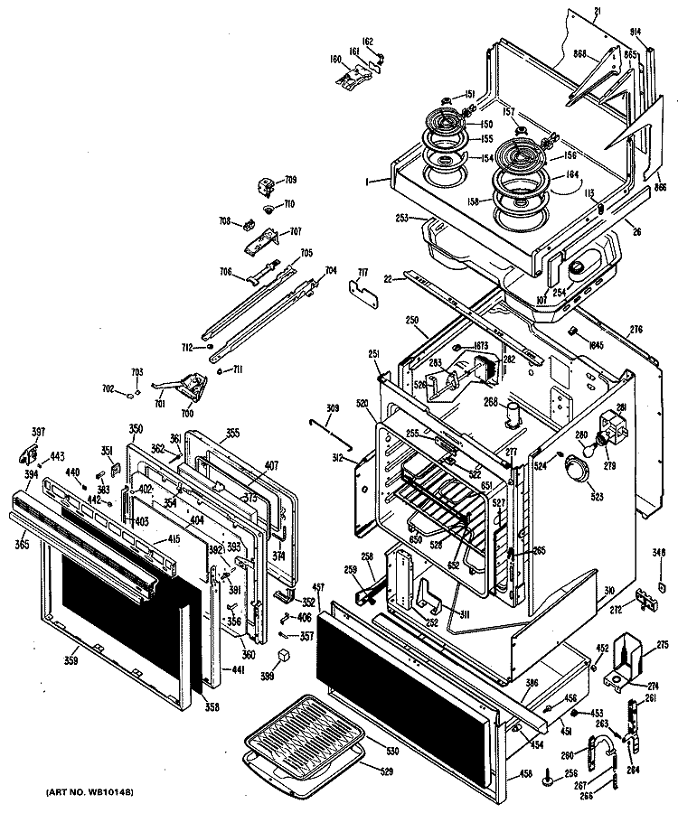 Section Diagram and Parts List for RH758G*H1  Hotpoint Range