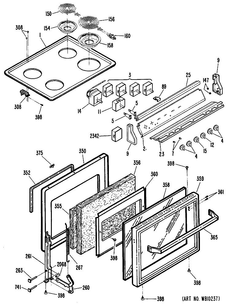 Section Diagram and Parts List for RF502GH1  Hotpoint Range