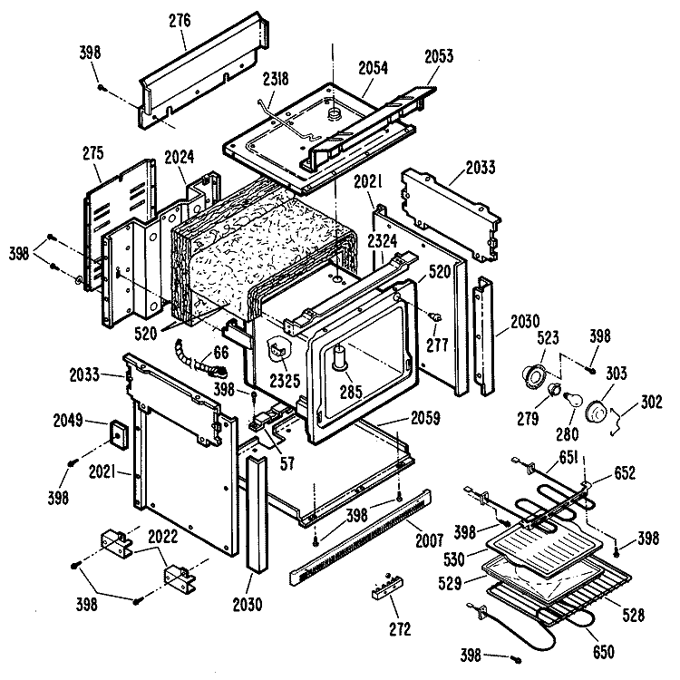 Section Diagram and Parts List for RF502GH1  Hotpoint Range