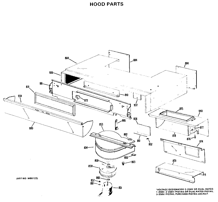 HOOD PARTS Diagram and Parts List for RH758G*H2  Hotpoint Range