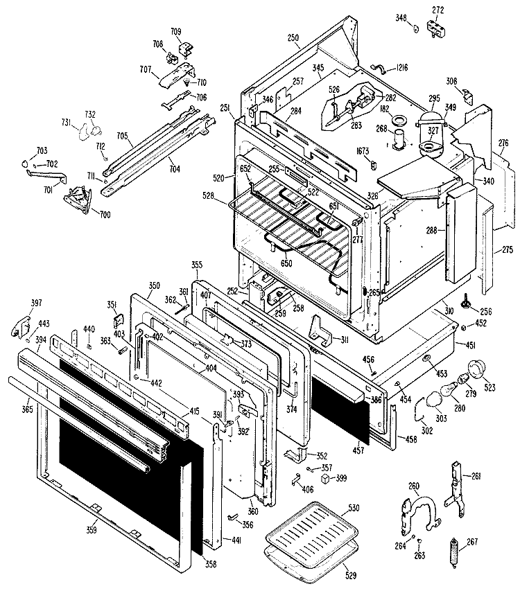 Section Diagram and Parts List for RS778G*J3  Hotpoint Range