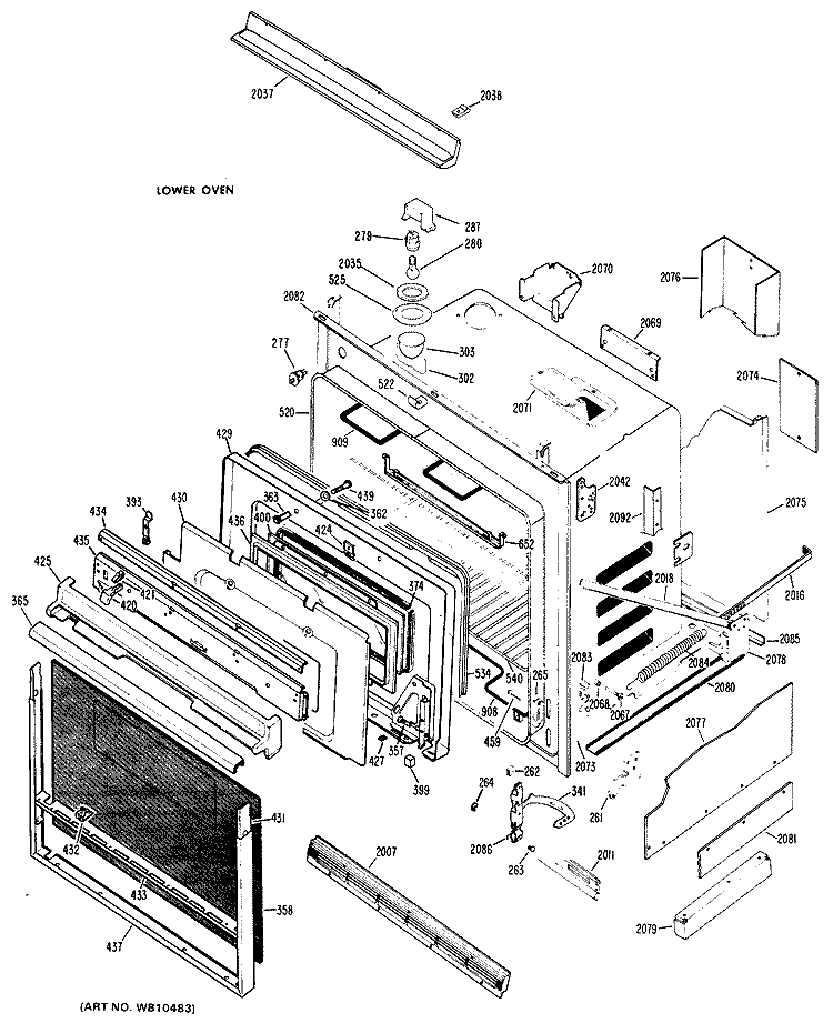 LOWER OVEN Diagram and Parts List for RK767G*J1  Hotpoint Wall Oven
