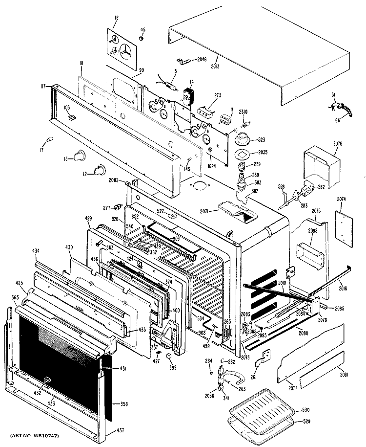 Section Diagram and Parts List for RK38G*J3  Hotpoint Wall Oven
