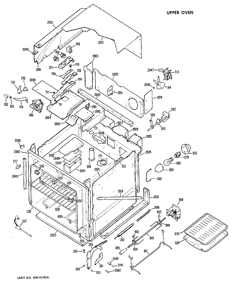 UPPER OVEN Diagram and Parts List for RK777G*J3  Hotpoint Wall Oven
