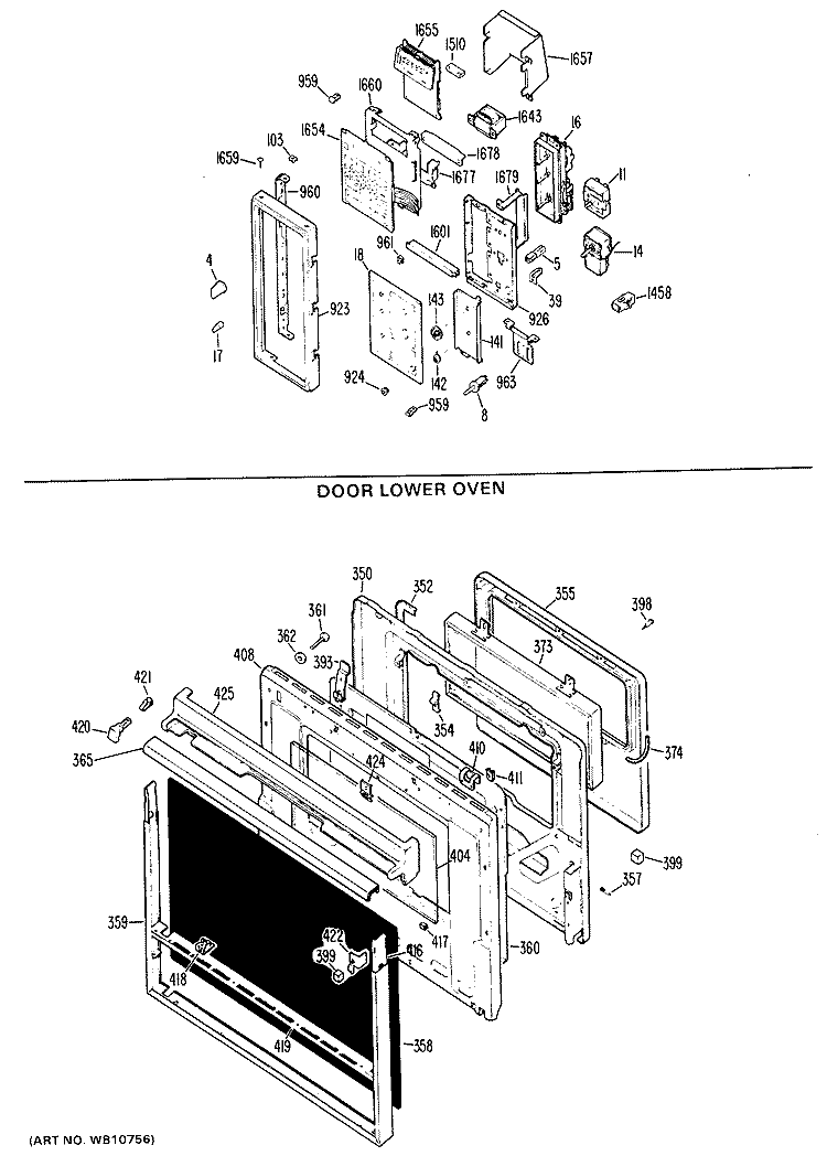 DOOR LOWER OVEN Diagram and Parts List for RK961G*J3  Hotpoint Microwave Oven Combo