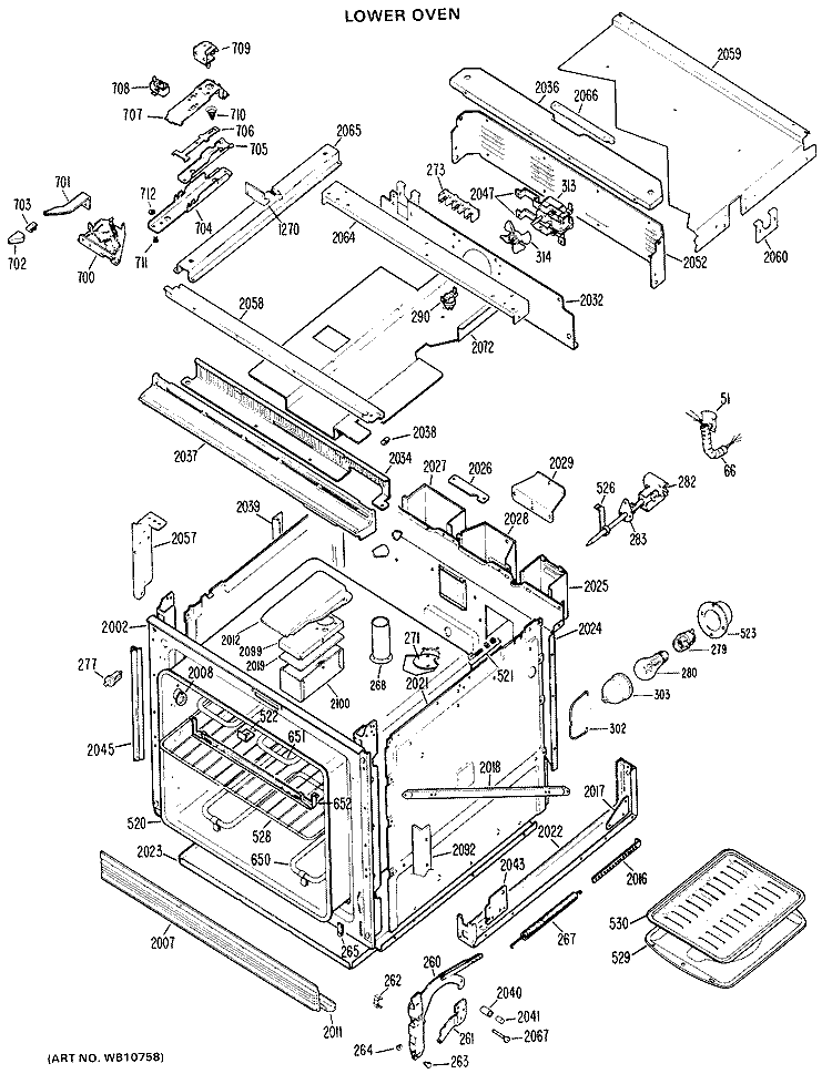 LOWER OVEN Diagram and Parts List for RK961G*J3  Hotpoint Microwave Oven Combo