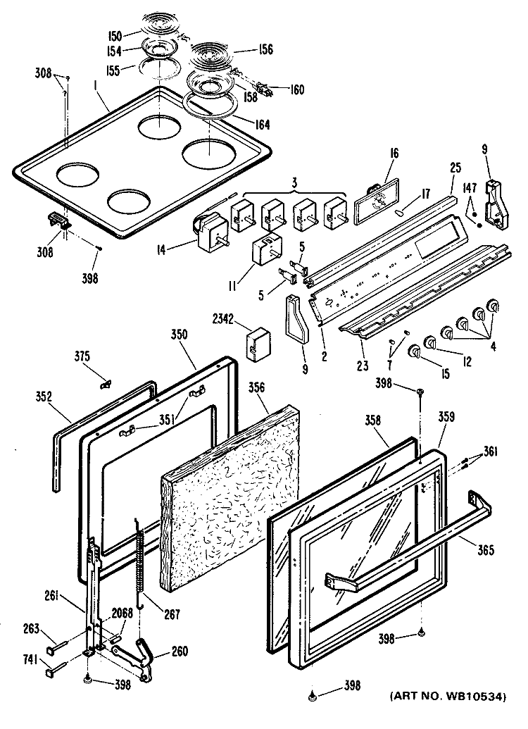 Section Diagram and Parts List for RF614GH2  Hotpoint Range