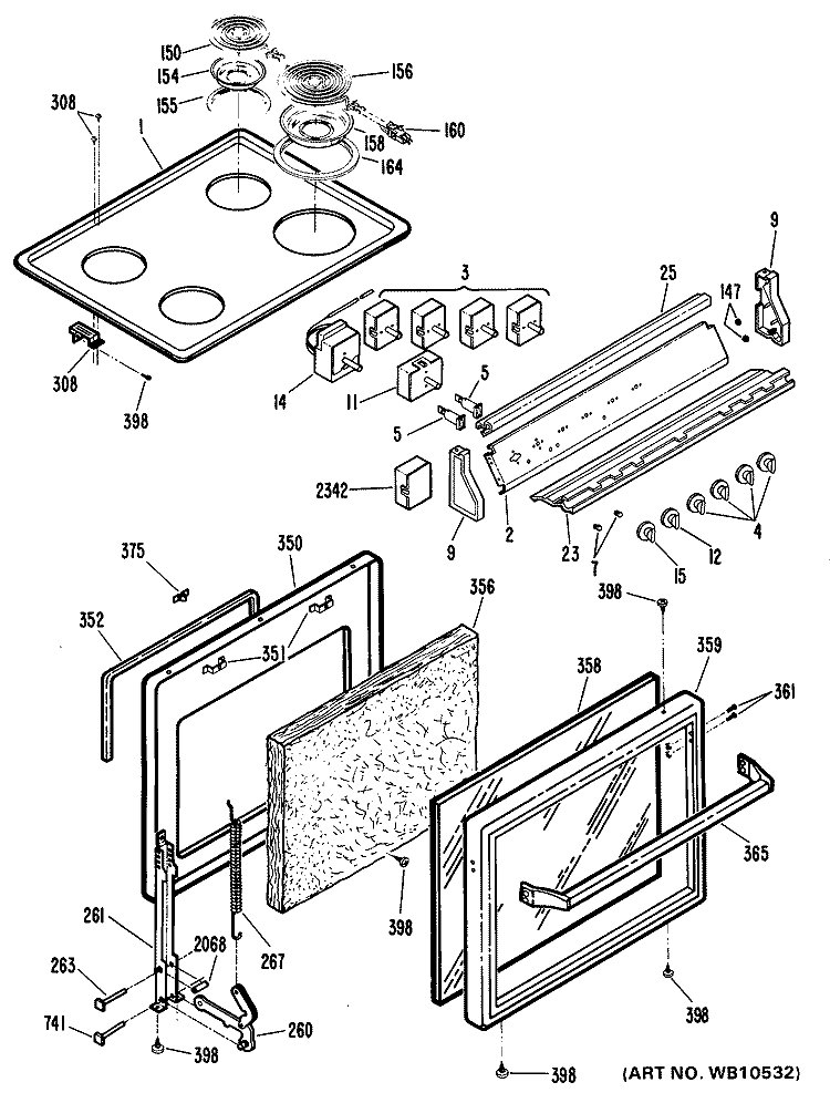 Section Diagram and Parts List for RF502GH3  Hotpoint Range