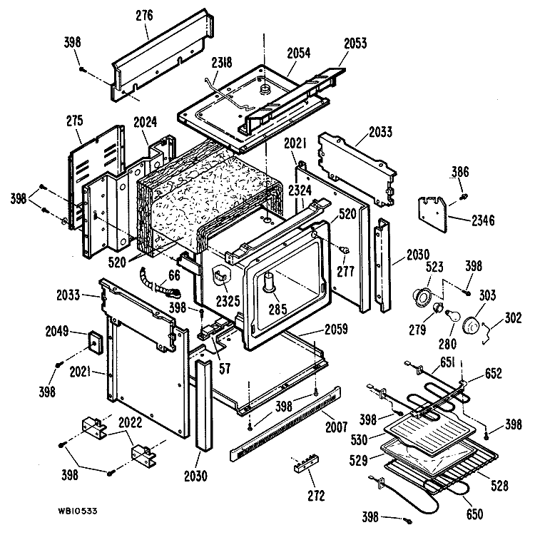 Section Diagram and Parts List for RF502GH3  Hotpoint Range