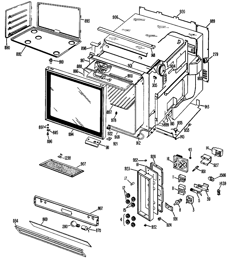 Section Diagram and Parts List for RH758G*J1  Hotpoint Range