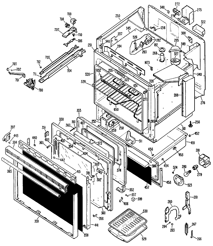 Section Diagram and Parts List for RS779G1J1  Hotpoint Range