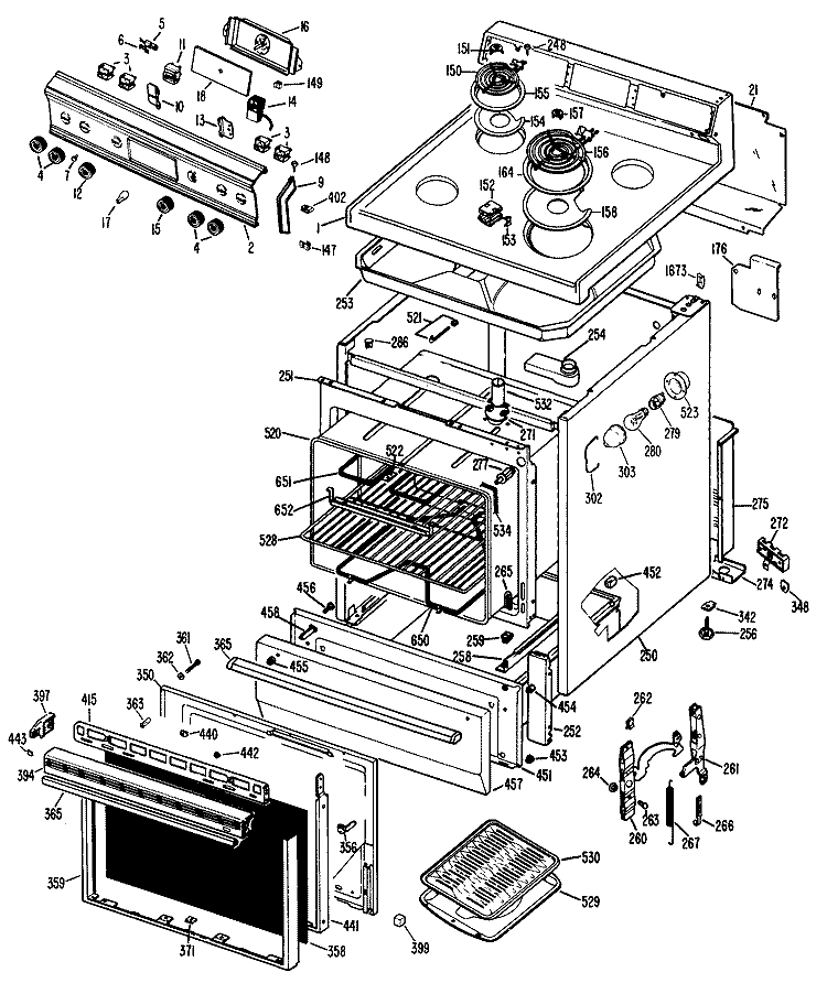 Section Diagram and Parts List for RB532G*J2  Hotpoint Range