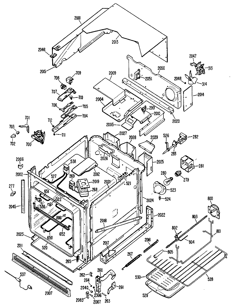 Section Diagram and Parts List for RJ745G*J2  Hotpoint Wall Oven