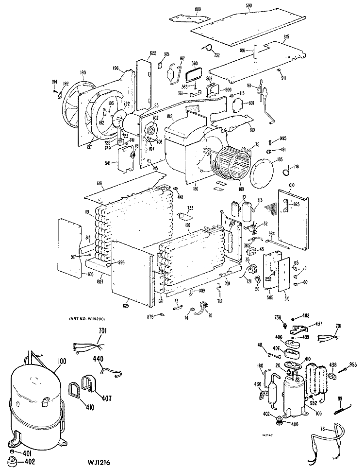 Section Diagram and Parts List for KD723DTX2  Hotpoint Air Conditioner