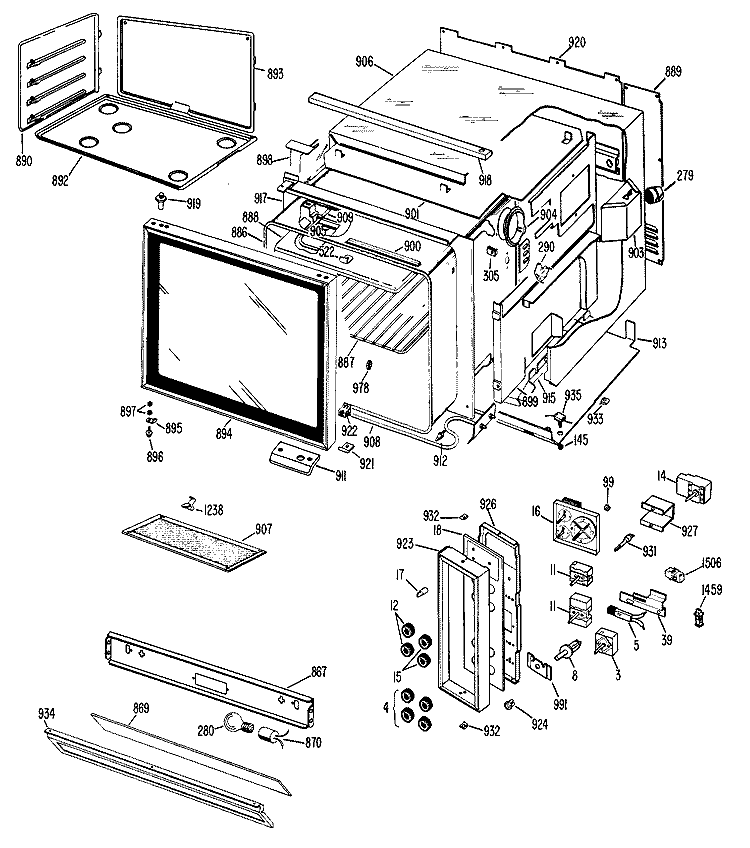 Section Diagram and Parts List for RH758G*J2  Hotpoint Range