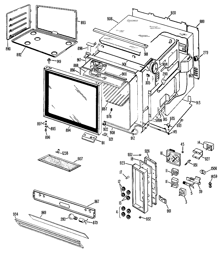 Section Diagram and Parts List for RH758G*J3  Hotpoint Range