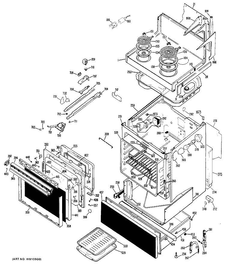 Section Diagram and Parts List for RH758V*K1  Hotpoint Range
