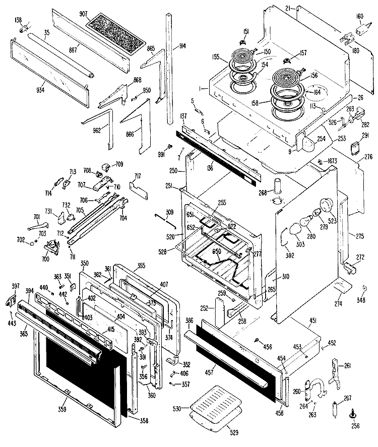 Section Diagram and Parts List for RH962V*K2  Hotpoint Microwave Oven Combo
