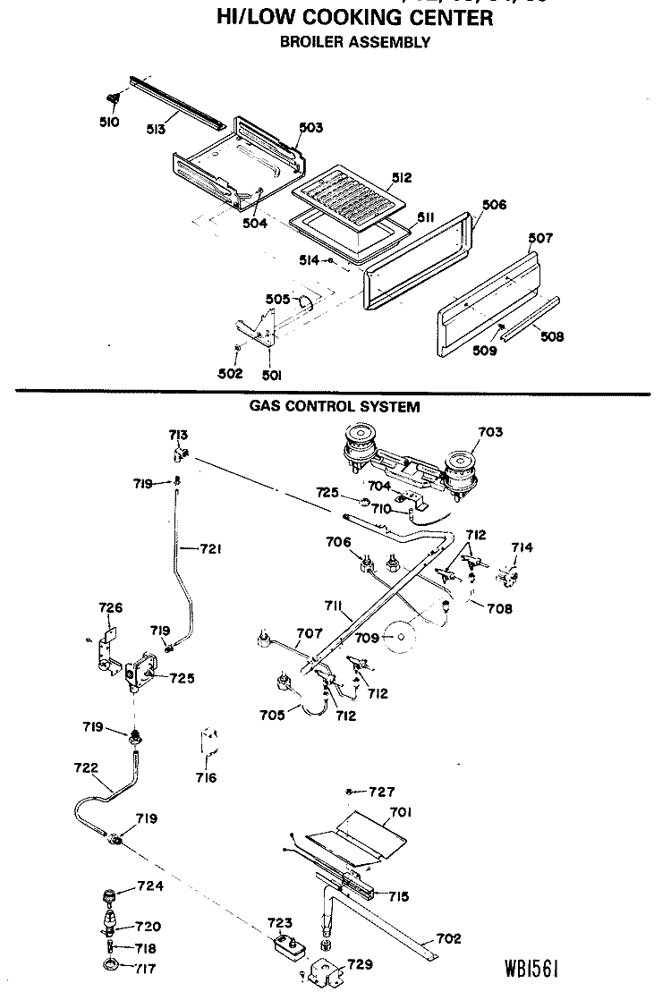HI / LOW COOKING CENTER Diagram and Parts List for RGH846GEJ1  Hotpoint Range