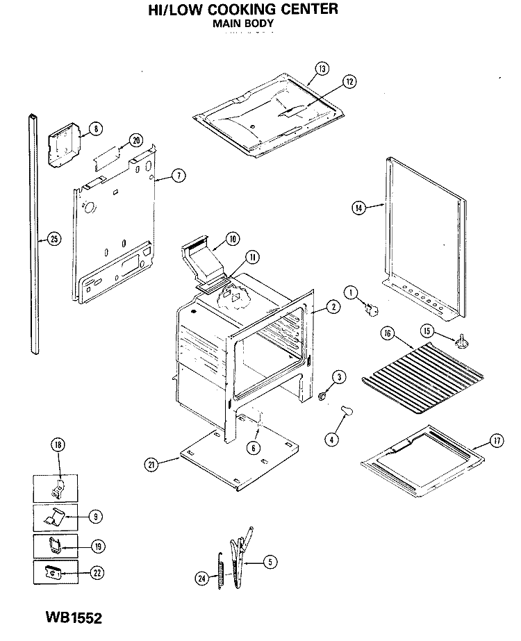 HI / LOW COOKING CENTER Diagram and Parts List for RGH647GEJ1  Hotpoint Range