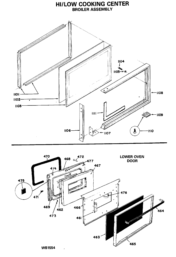 HI / LOW COOKING CENTER Diagram and Parts List for RGH647GEJ1  Hotpoint Range