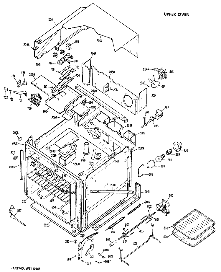 UPPER OVEN Diagram and Parts List for RK777G*J4  Hotpoint Wall Oven
