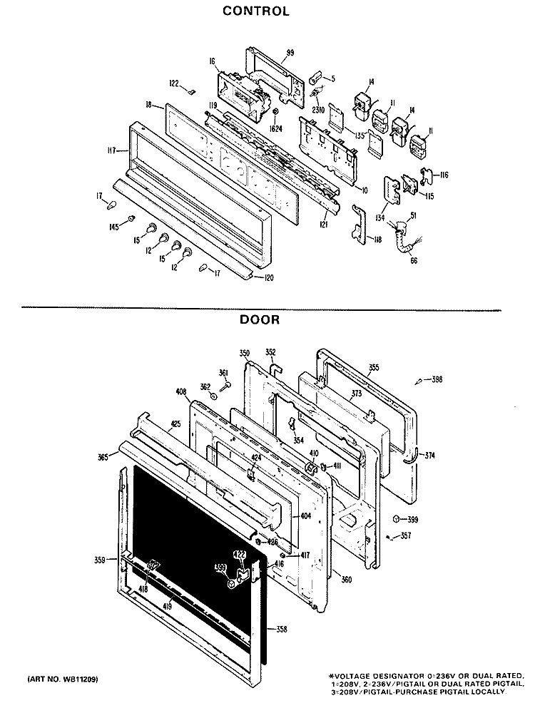 CONTROL Diagram and Parts List for RK777G*J5  Hotpoint Wall Oven
