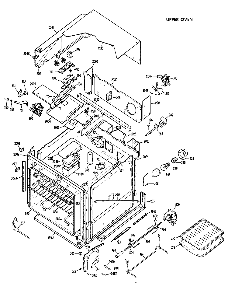 UPPER OVEN Diagram and Parts List for RK777G*J5  Hotpoint Wall Oven
