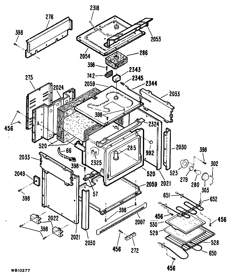 Section Diagram and Parts List for RF724GH1  Hotpoint Range
