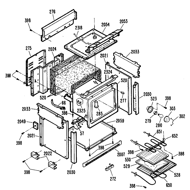 Section Diagram and Parts List for RF614GH1  Hotpoint Range