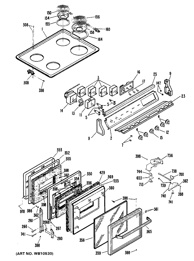 Section Diagram and Parts List for RF724GH2  Hotpoint Range