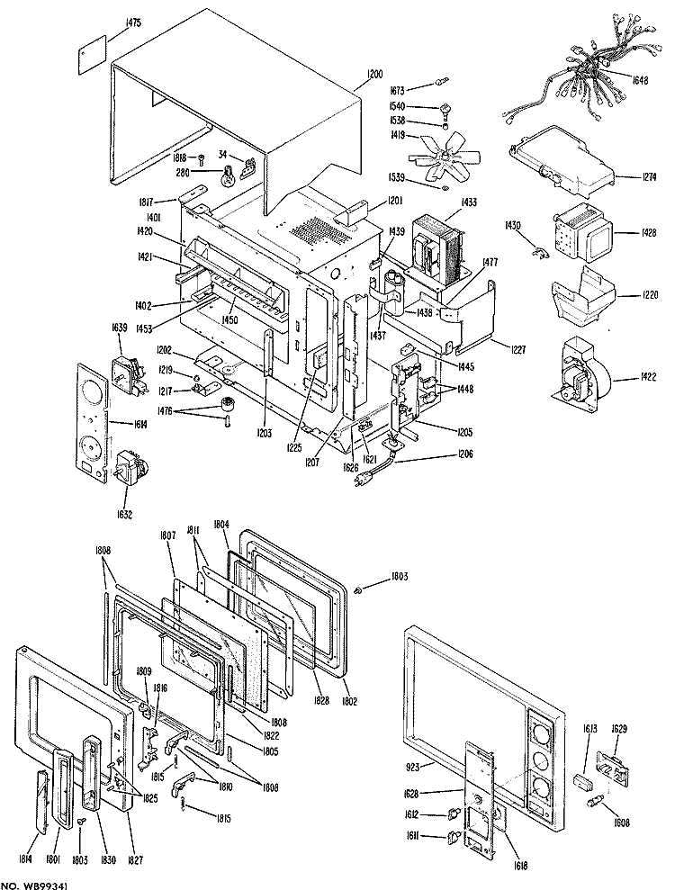 Section Diagram and Parts List for RE53C001  Hotpoint Microwave
