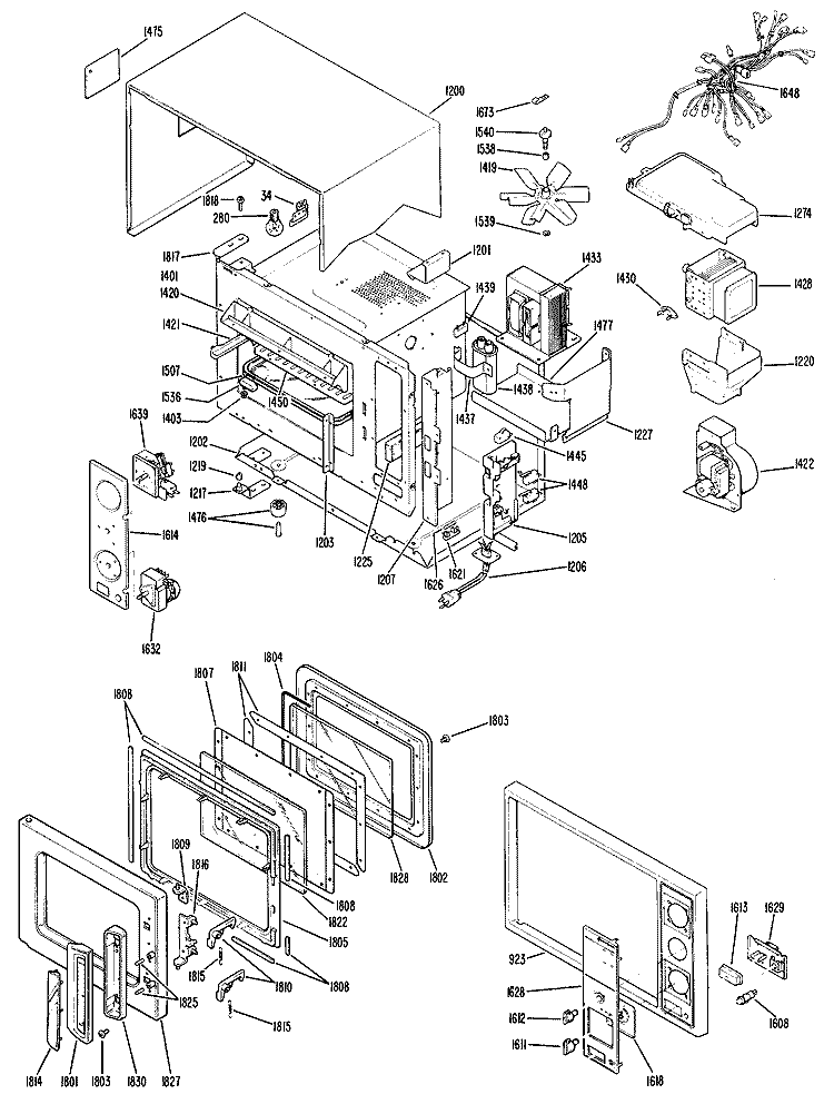Section Diagram and Parts List for RE53C002  Hotpoint Microwave