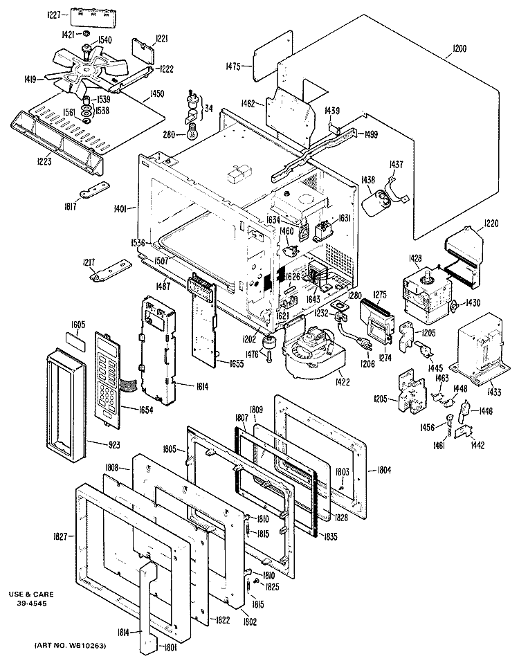 Section Diagram and Parts List for RE65001  Hotpoint Microwave