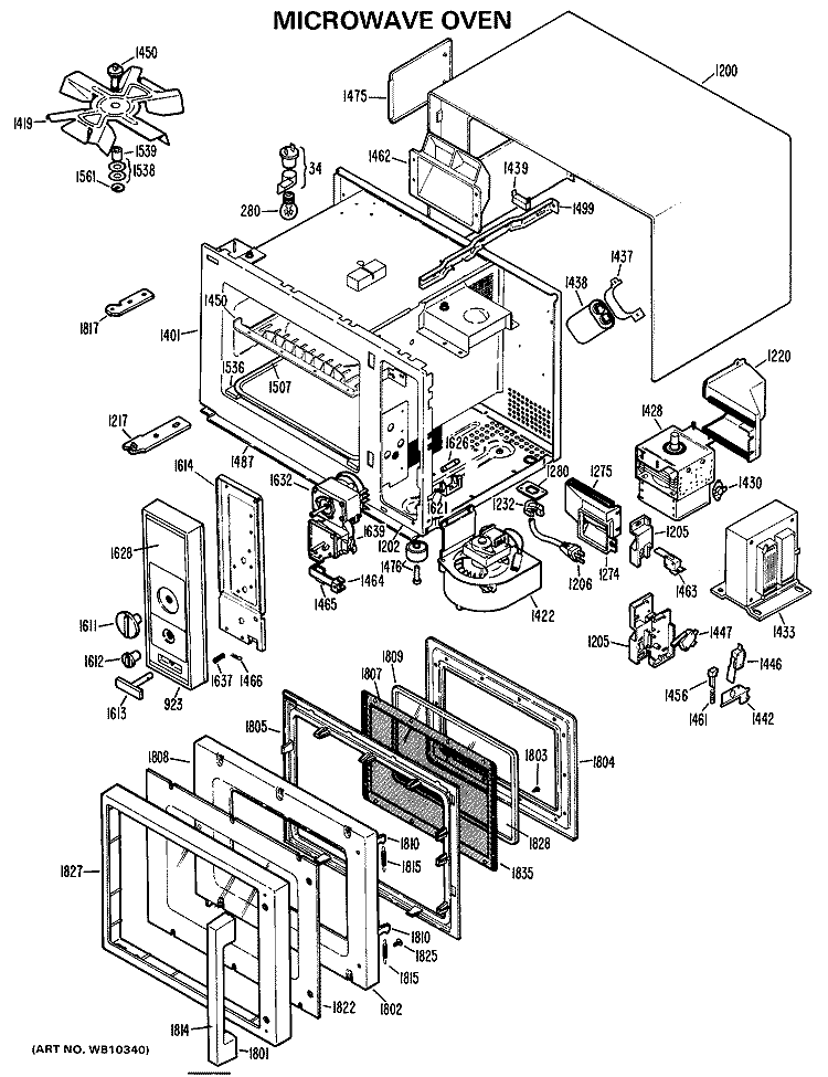 MICROWAVE OVEN Diagram and Parts List for RE63002  Hotpoint Microwave