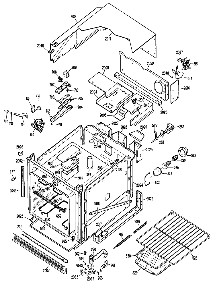 Section Diagram and Parts List for RJ742G*J3  Hotpoint Wall Oven