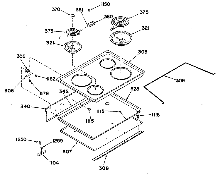 Section Diagram and Parts List for RF615G0L1  Hotpoint Range