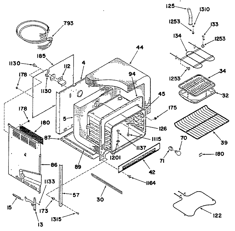 Section Diagram and Parts List for RF615G0L1  Hotpoint Range